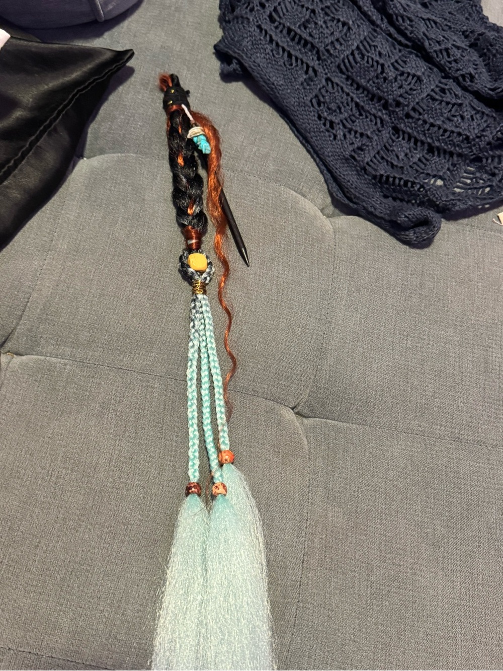 Bohemian Braided Hair Wrap Accessory with Turquoise Beads - Unbranded - Picture 6 of 10